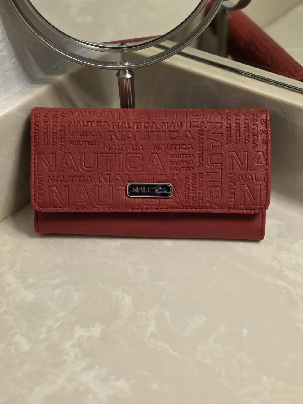 Nautica Burgundy Women's Wallet - Embossed Logo Clutch